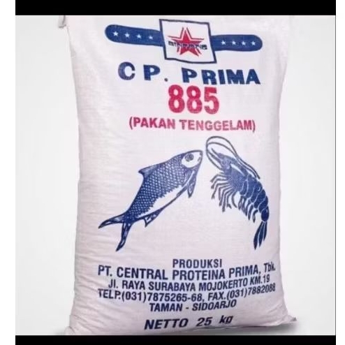 CP PRIMA 885 @1SAK/25KG PAKAN IKAN DAN UDANG TENGGELAM