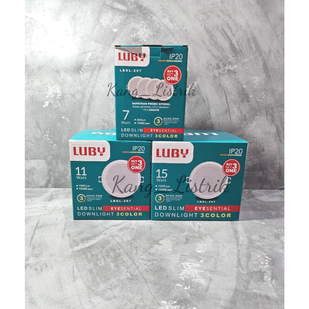 PAKET ISI 4 LUBY PAKET LBDL-207 LAMPU DOWNLIGHT PAKET LED PANEL LUBY BULAT INBOW DIBOBOK TRICOLOUR 7