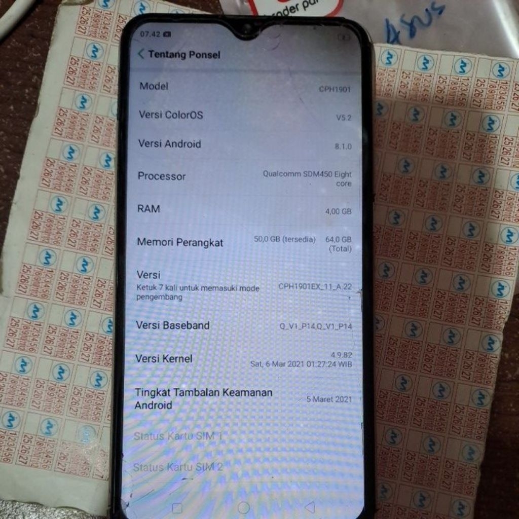 mesin oppo A7 normal