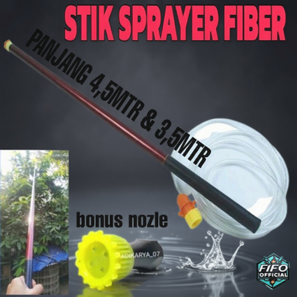 [gratis nozle] Stik Sprayer Elektrik Fiber 4,5meter 3,5meter/ Stik Sprayer Teleskopik Panjang 4,5 M
