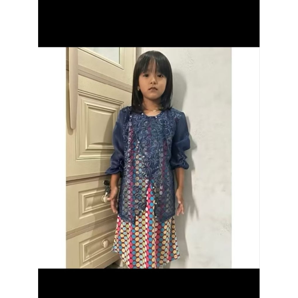 baju kondangan anak outer brokat mix organza silang anak baju lebaran terbaru,