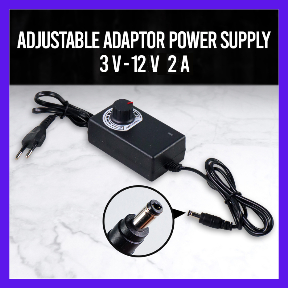 Adaptor Power Supply Converter AC to DC 3V-12V 2A Adjustable - BSK-1220Y - Adaptor Dimmer Universal
