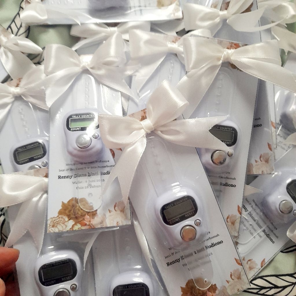 Umroh souvenir nikahan souvenir tasyakuran aqiqah tasbih digital dengan mika custom ucapan