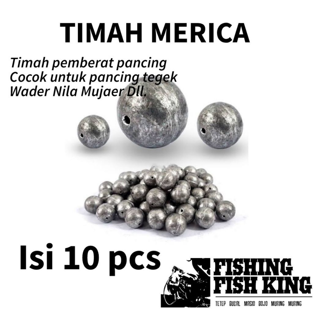 Timah Pancing Merica Lada Bulat Pemberat Dasaran Ukuran Kecil dan Besar Isi 10