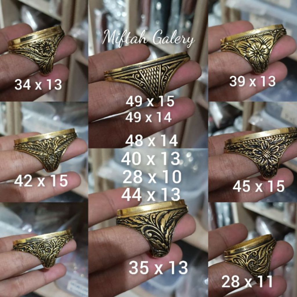 20 pcs grosir emban cincin kuningan akik permata pandan