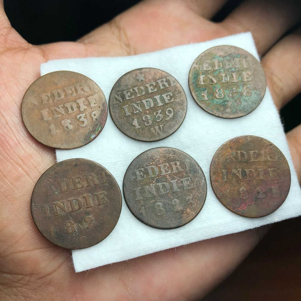 Koin Kuno Nederlad Indie 6pcs Borongan tahun 1800an