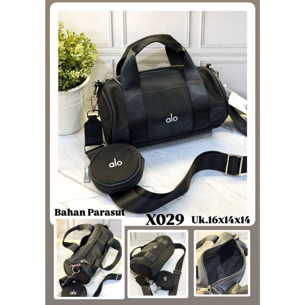 TAS SLEMPANG WANITA PARASUT IMPORT SET POUCH MINI BULAT NYLON PARASUT TEBAL