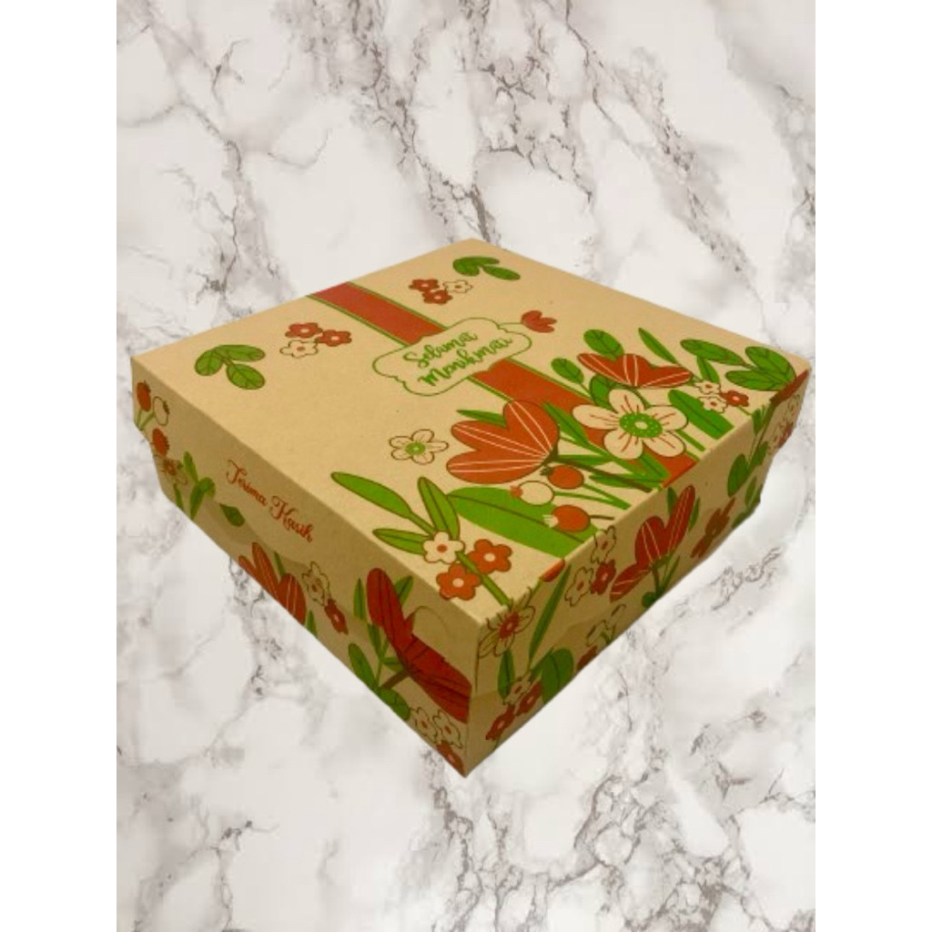 50/100 Dus Nasi Uk 20x20x7 || Kardus Nasi/Kue || Kardus Motif ||