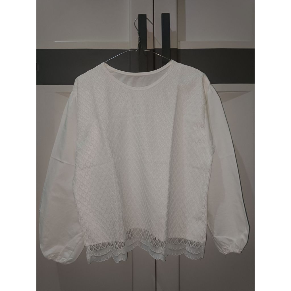 Velka Blouse/Katun Bordir/Blouse Putih Bordir
