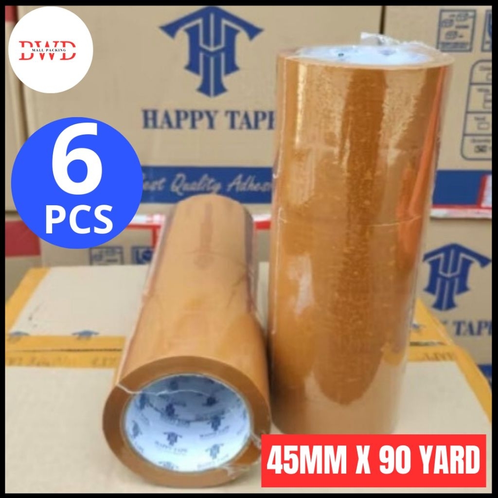 

Happy Tape May Tape Lakban Bening / Cokelat 45 mm x 90 yard - isi 6 Pcs