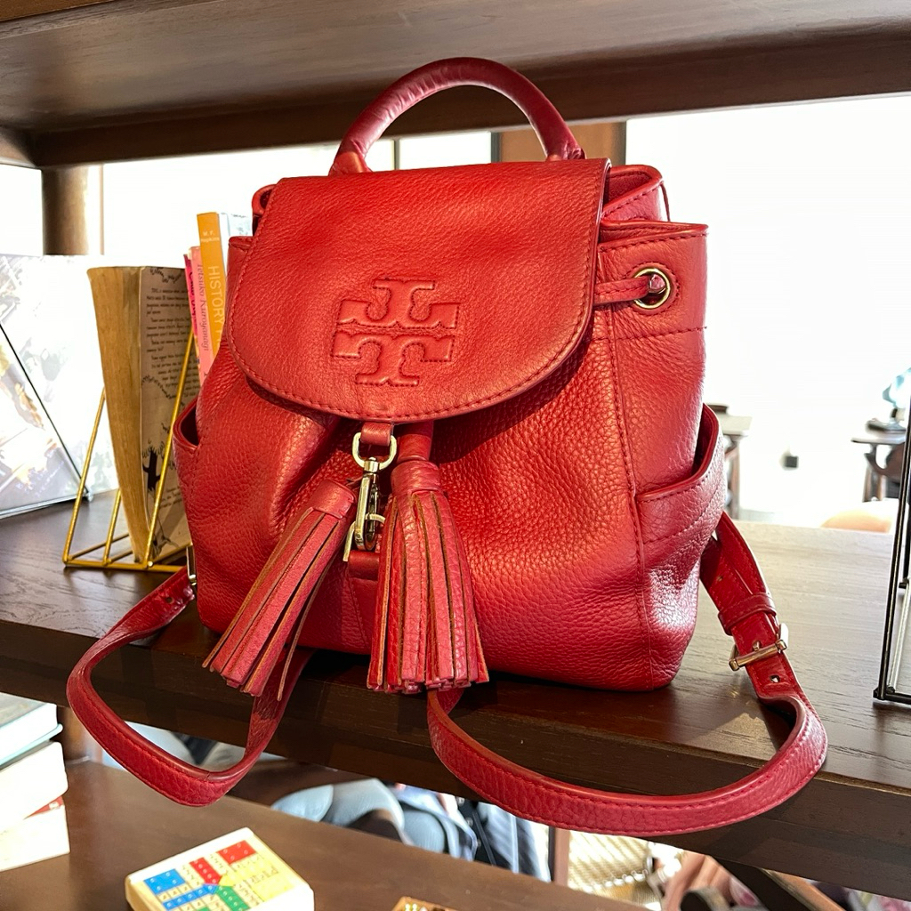 second tory burch red original - preloved coach merah original