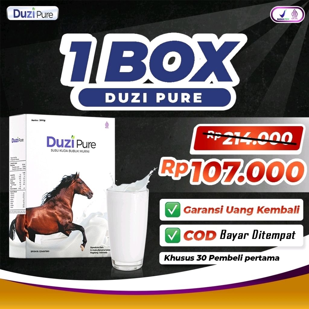 

1 box Duzi Pure - Susu Kuda Lombok Original Bubuk 200 Gram