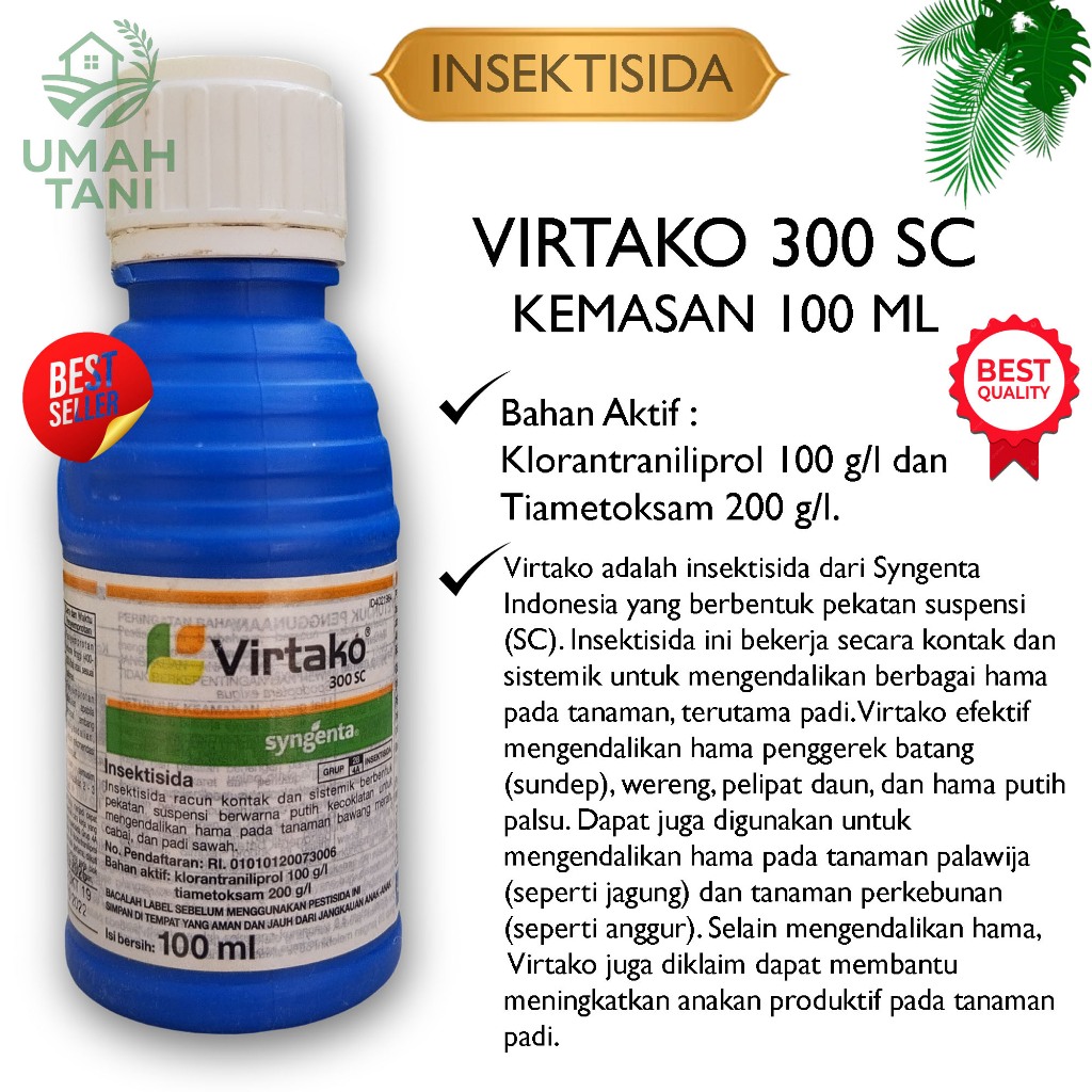 VIRTAKO 300 SC SYNGENTA Insektisida 100 ml Obat Hama Serangga Pertanian Wereng Sundep Ulat