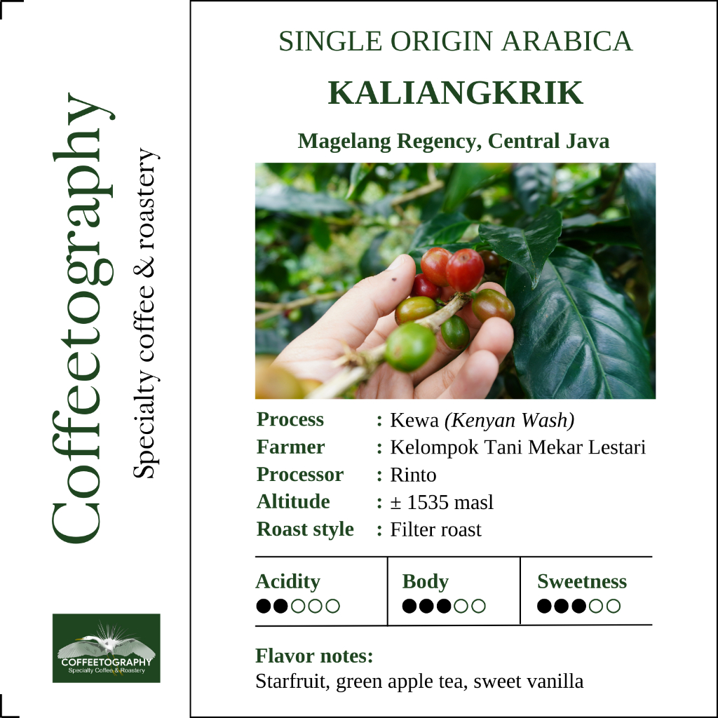 

ARABICA KALIANGKRIK KEWA Specialty Coffee Beans by Coffeetography - Single Origin Arabica 200 gram