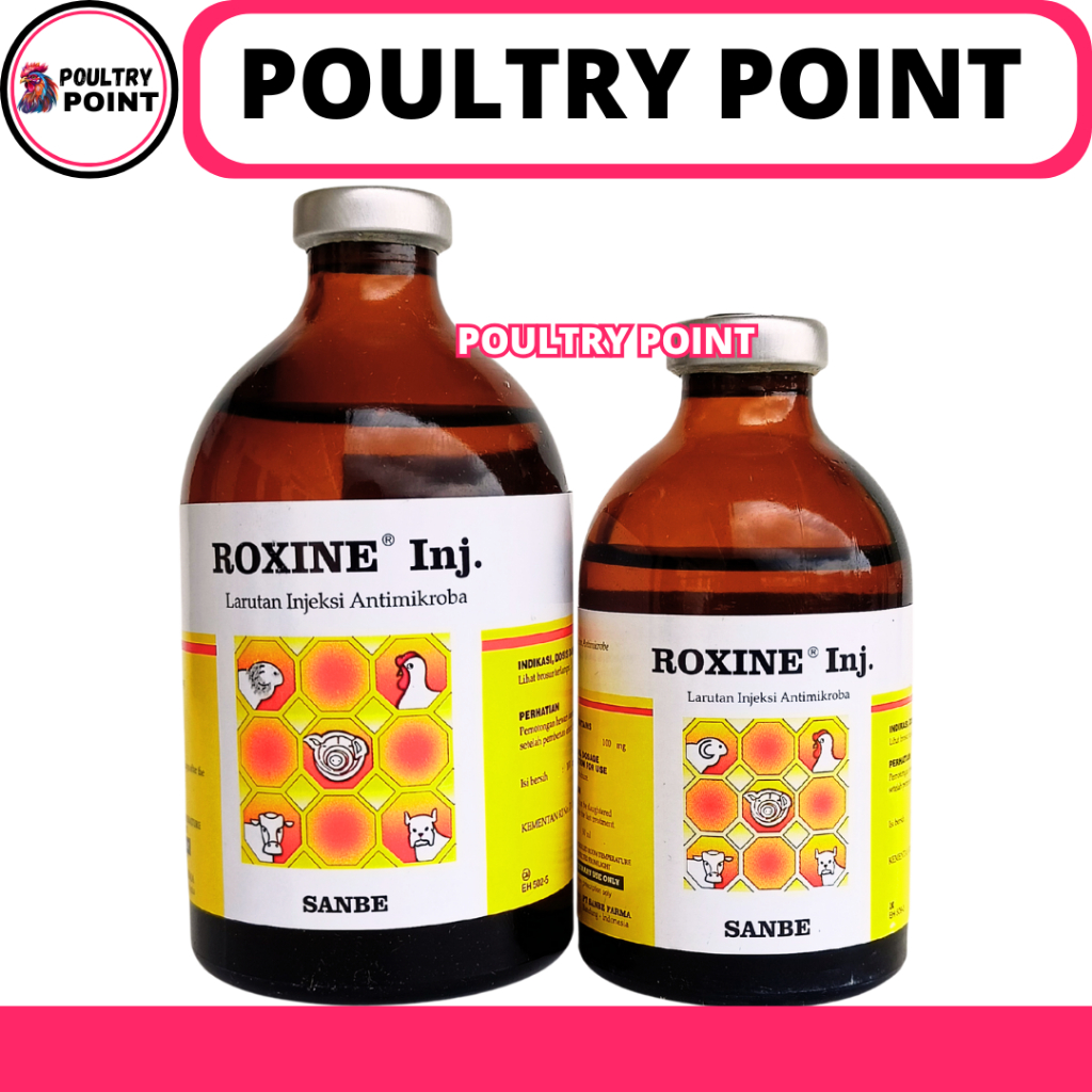 ROXINE 100ML ROXINE 50ML - Obat Hewan Infeksi Pernafasan Ngorok CRD Ternak Sapi Kambing Ayam Unggas 