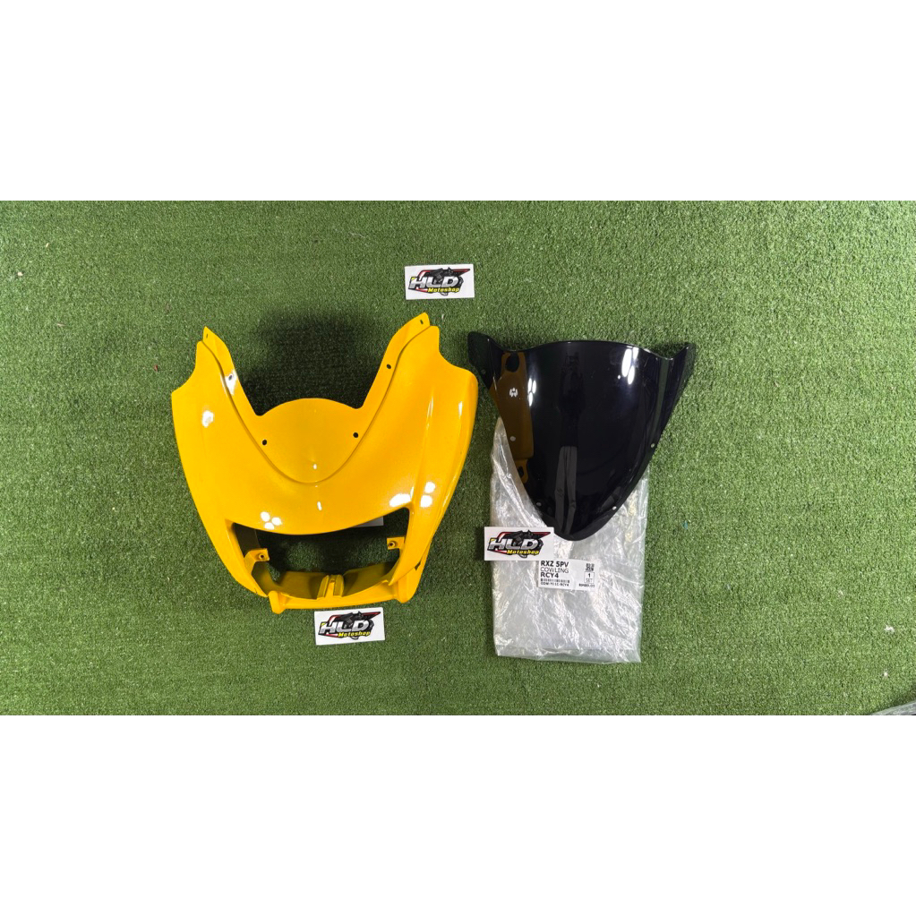 Batok Kerodong Depan SET Visor Yamaha RX-Z Baru RXZ Catalyzer Warna KUNING Import Malaysia
