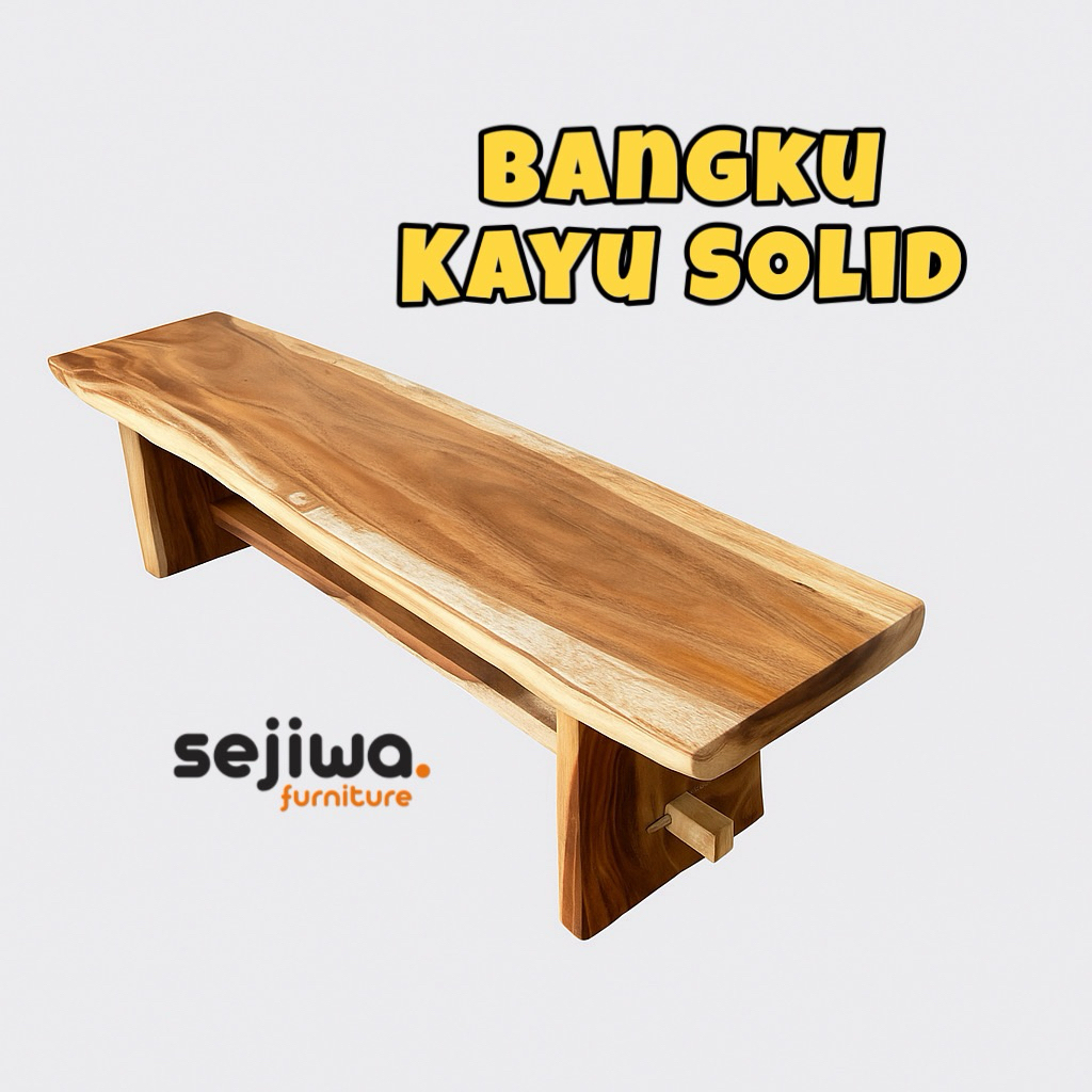Bangku Kayu Trembesi / Bangku Makan Kayu Solid / Bangku Cafe Kayu Suwar