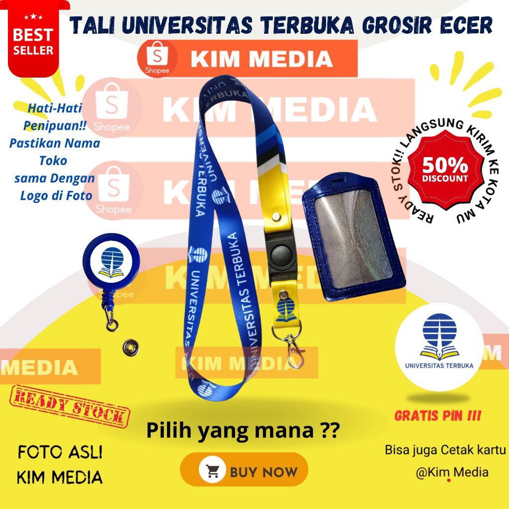 

Tali id Card Universitas Terbuka UT (READY) Harga Termurah Grosir / Lanyard universitas terbuka / Tali UT GROSIR