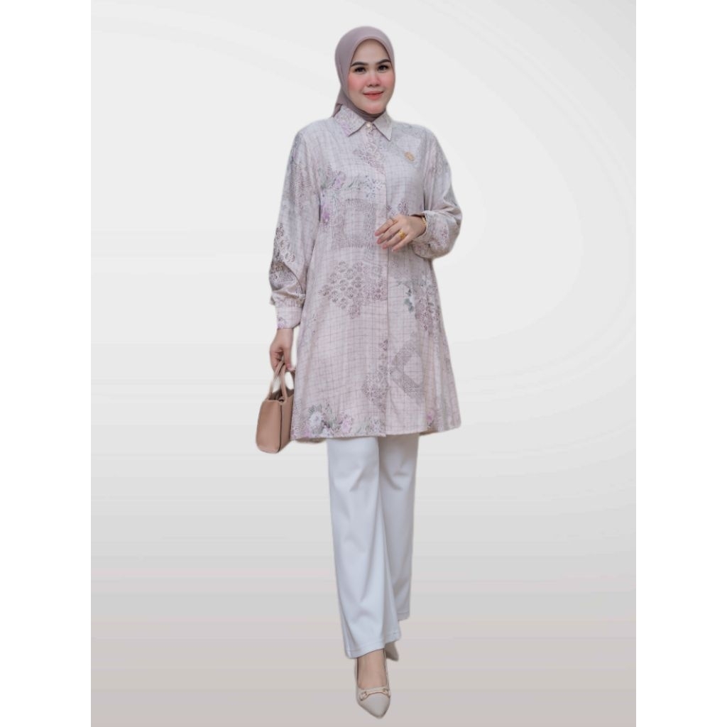 Sanlia-Tunik Safiya Bhan Viscos Jaguar England Printing Lembut Nyaman Adem