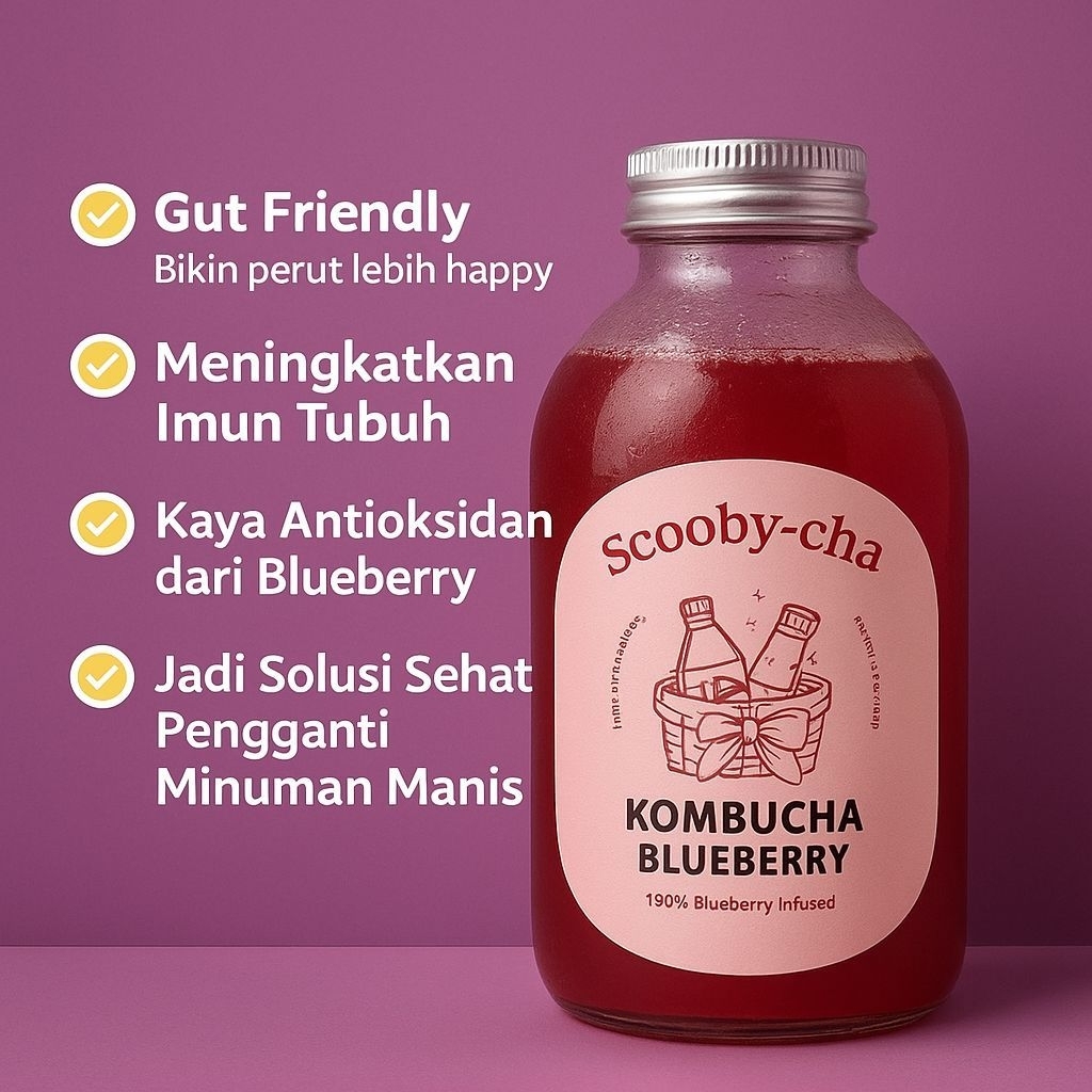 

Berry Kombucha 250ml- Scobycha [100% Blueberry and Kombucha Fementation] Rasa lebih menyenangkan dilidah