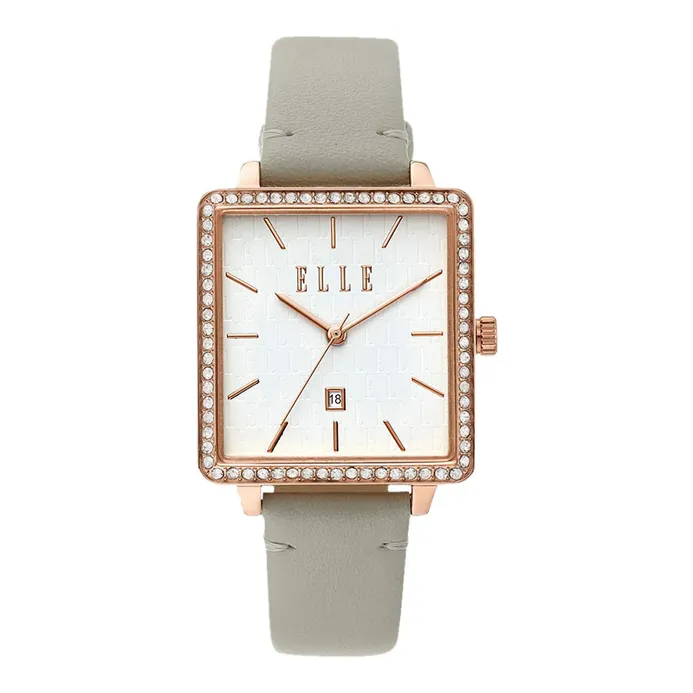 Elle ELL21022 Ladies Silver Dial Grey Leather Strap