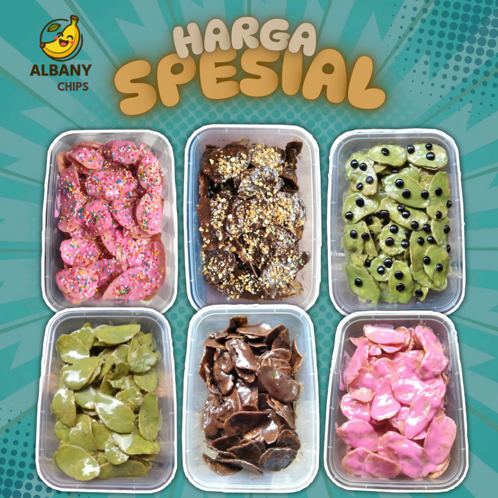 

KERIPIK PISANG COKELAT LUMER MANIS Albany Chips | Kripik Buah Pisang Aneka Rasa Toping Coklat 150 gr