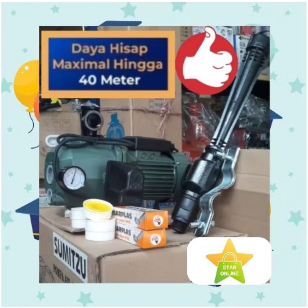 Garansi pompa air listrik Sumitzu DP 370 watt Full tembaga OTOMATIS sumur dalam bor 40 meter Non tab