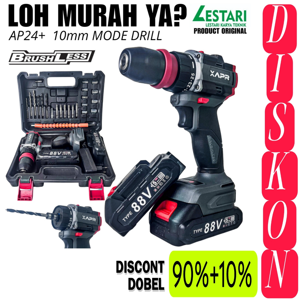 BOR BATERAI KEYLES HEX 10MM APR AP24+ BATERAI 88V LXT 5CELL SKRUP BAJA RINGAN BOR DRILL BESI KAYU