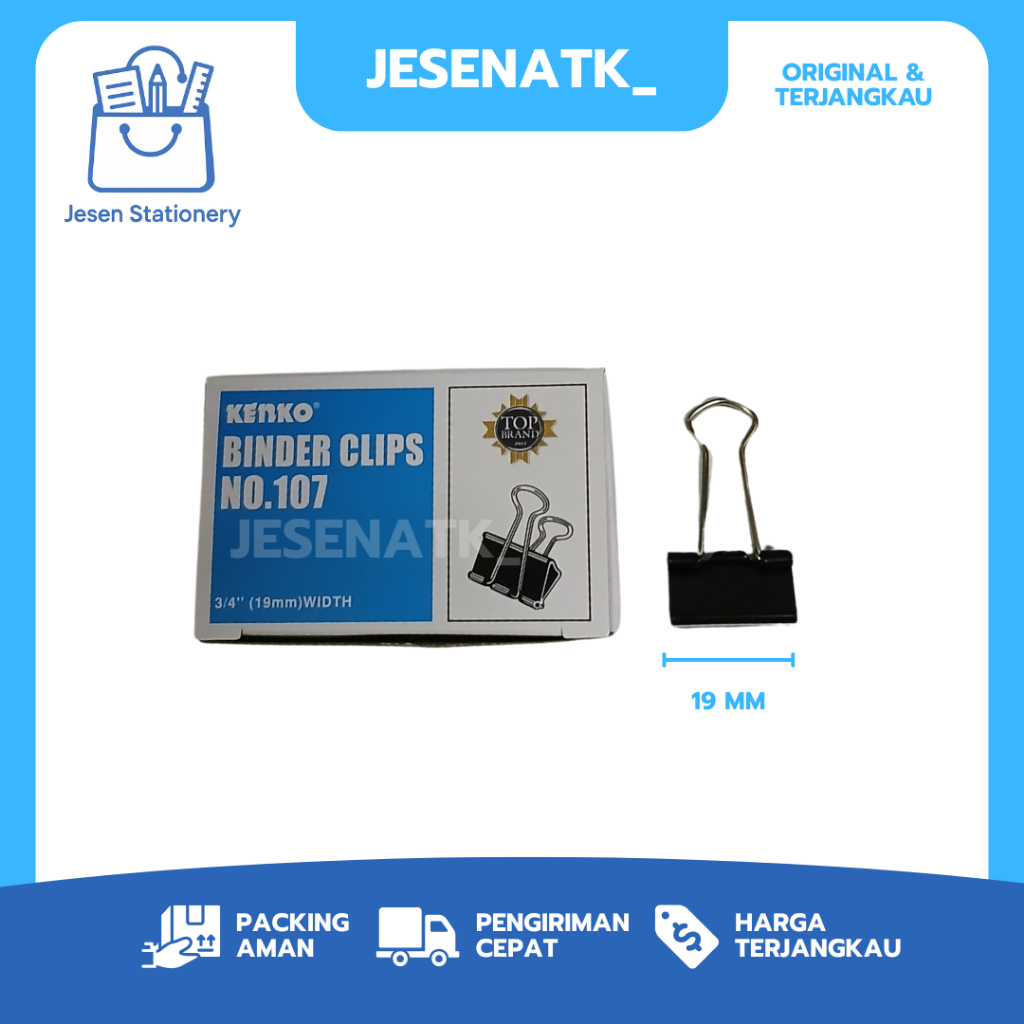 

Kenko Binder Clip 107 / Penjepit Kertas Besi Hitam Kecil Metal Hitam 15mm