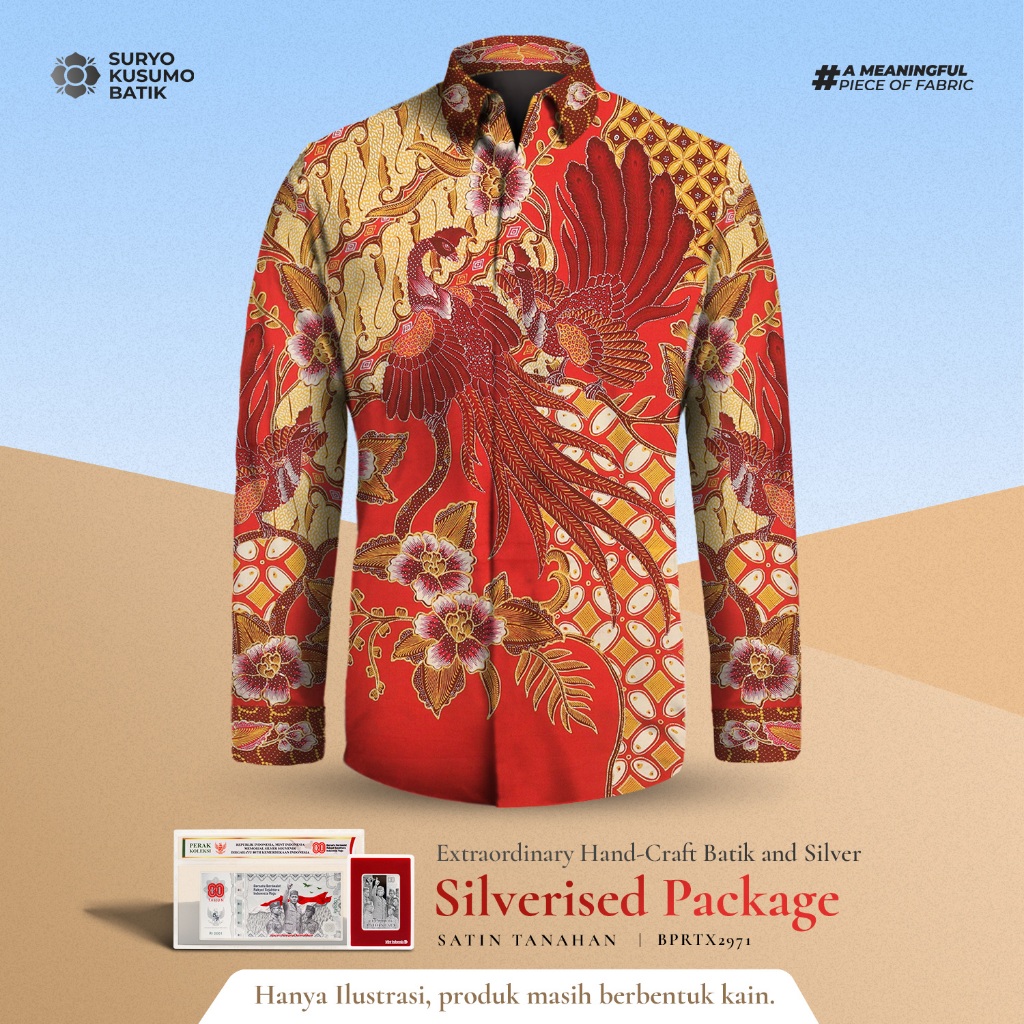 Suryo Kusumo Batik - Kain Batik Tulis Satin Exclusive - Burung Merah