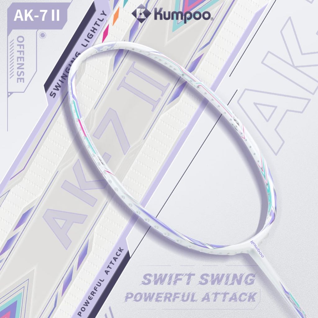 Kumpoo Badminton Racket Ak-7 Gen II Power Control 4U 5U 30lbs | Raket Bulutangkis Ak7 Gen 2 30 lbs