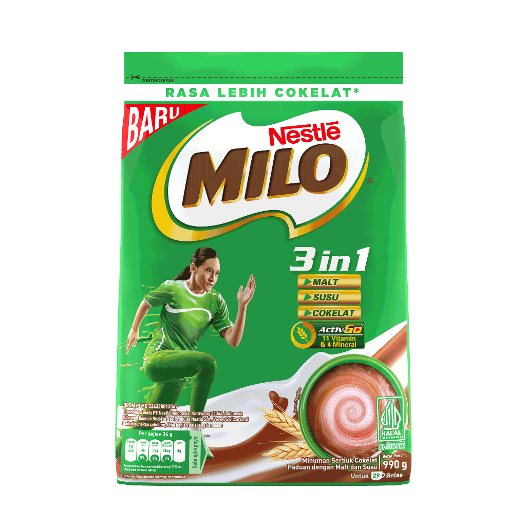 

MILO Active Go 3in1 Cokelat 990 Gr Pouch 990Gr