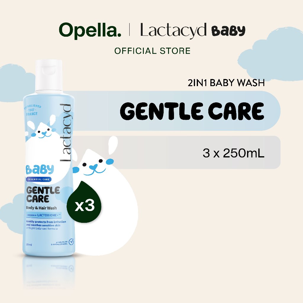 Lactacyd Baby Gentle Care 2in1 Body Wash and Hair Shampoo 3x250mL - Sabun & Sampo Bayi Melindungi da