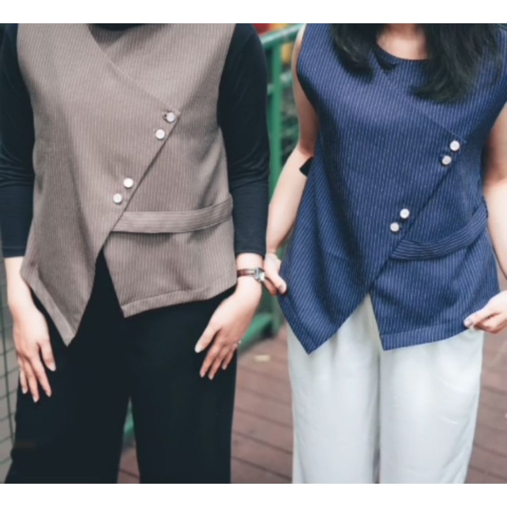 Luna Vest Premium Rompi Wanita Vest Korean Style Korean  Rompi Crop Top