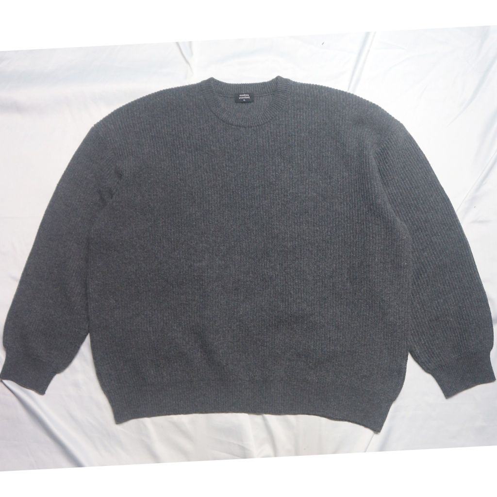 MUSINSA STANDARD Oversized Ribbed lidib Crew Neck Knit Sweater Medium Gray Abu Gelap Tebal Hangat Sw