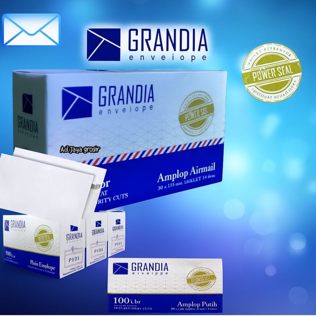 

amplop GRANDIA 1 pack berisi 100 lembar amplop putih dan air mail