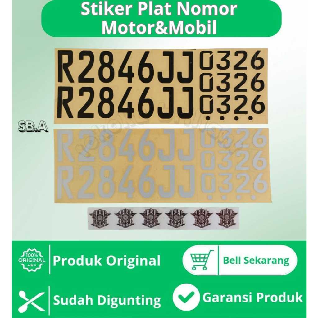 FONT BARU STIKER ANGKA PLAT NOMOR MOTORMOBIL DEPAN BELAKANG