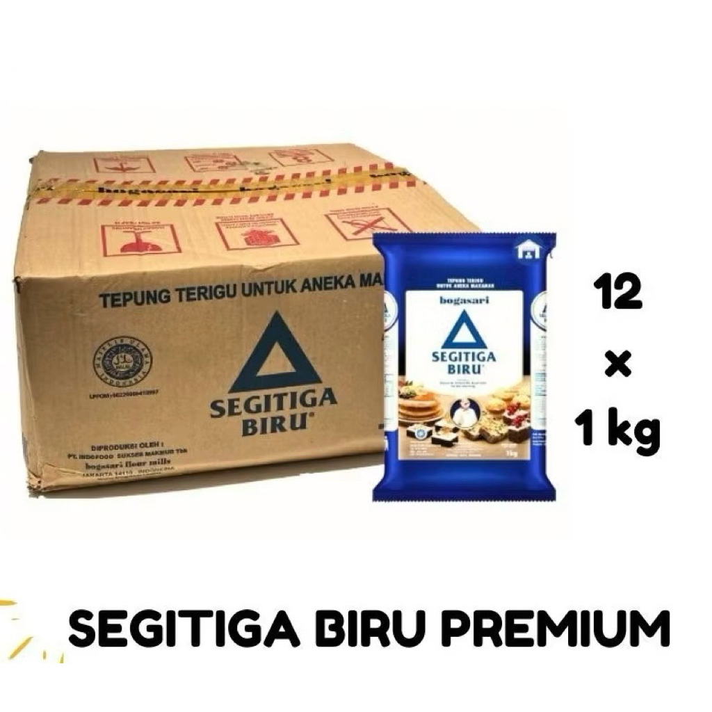

Segitiga Biru Premium 1 Dus Kemasan 1kg Isi 12 pcs | Tepung Terigu