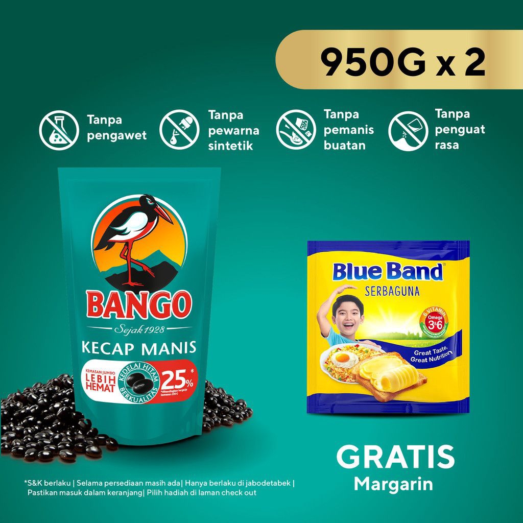 

kecap bango 950 x 2, free blueband 200gr