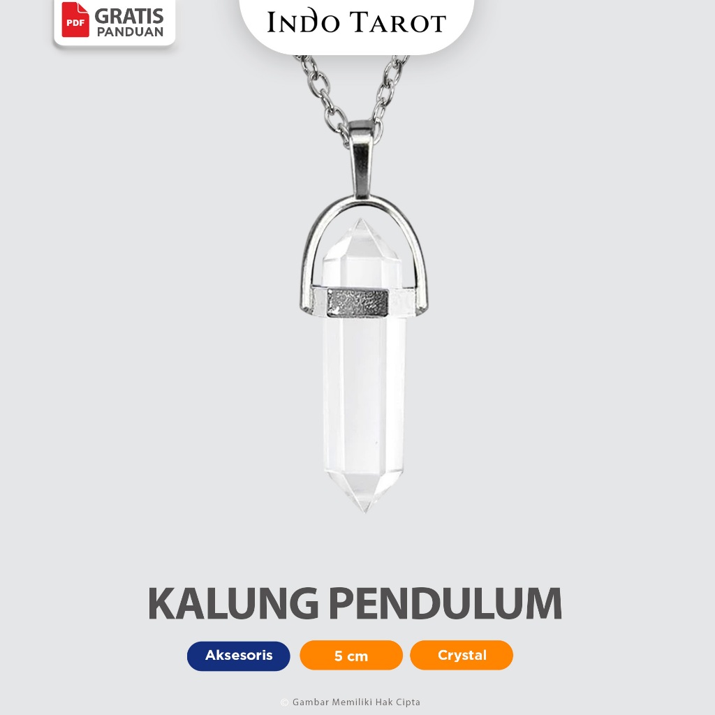 Kalung Meditasi Pendulum Kristal Clear Crystal - Liontin Batu Permata