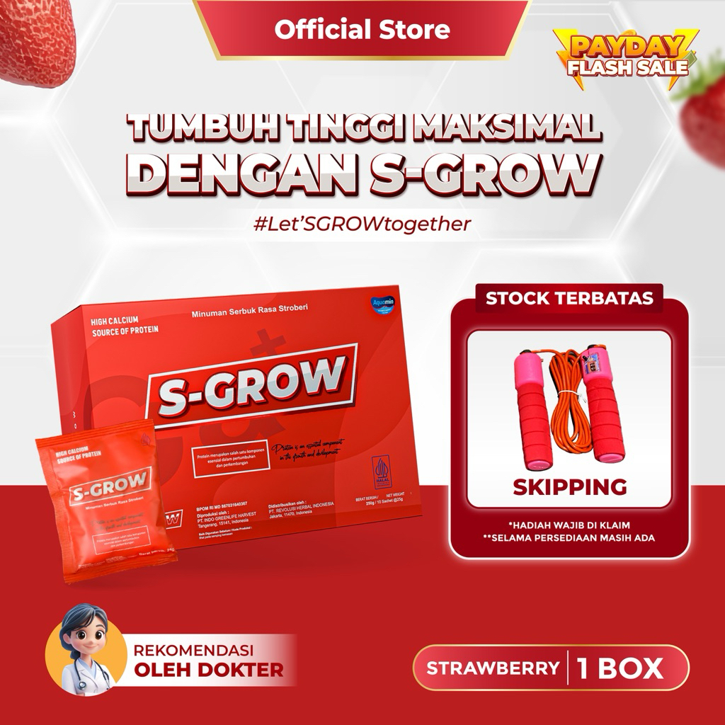 

S-GROW STRAWBERRY 1 BOX – Susu Peninggi Badan Terbaik untuk Remaja dan Dewasa