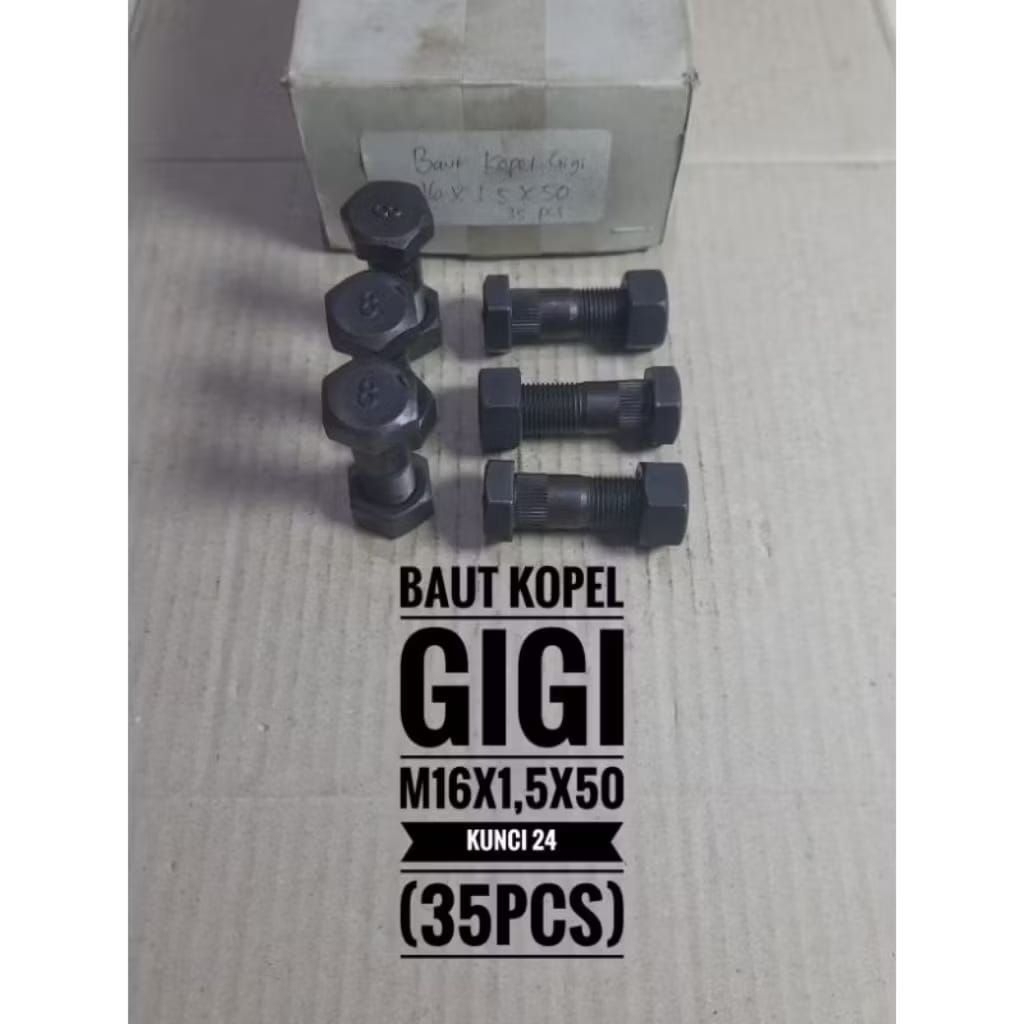 baut kopel mobil GIGI m16x1,5x50 kunci 24 paket (35set)