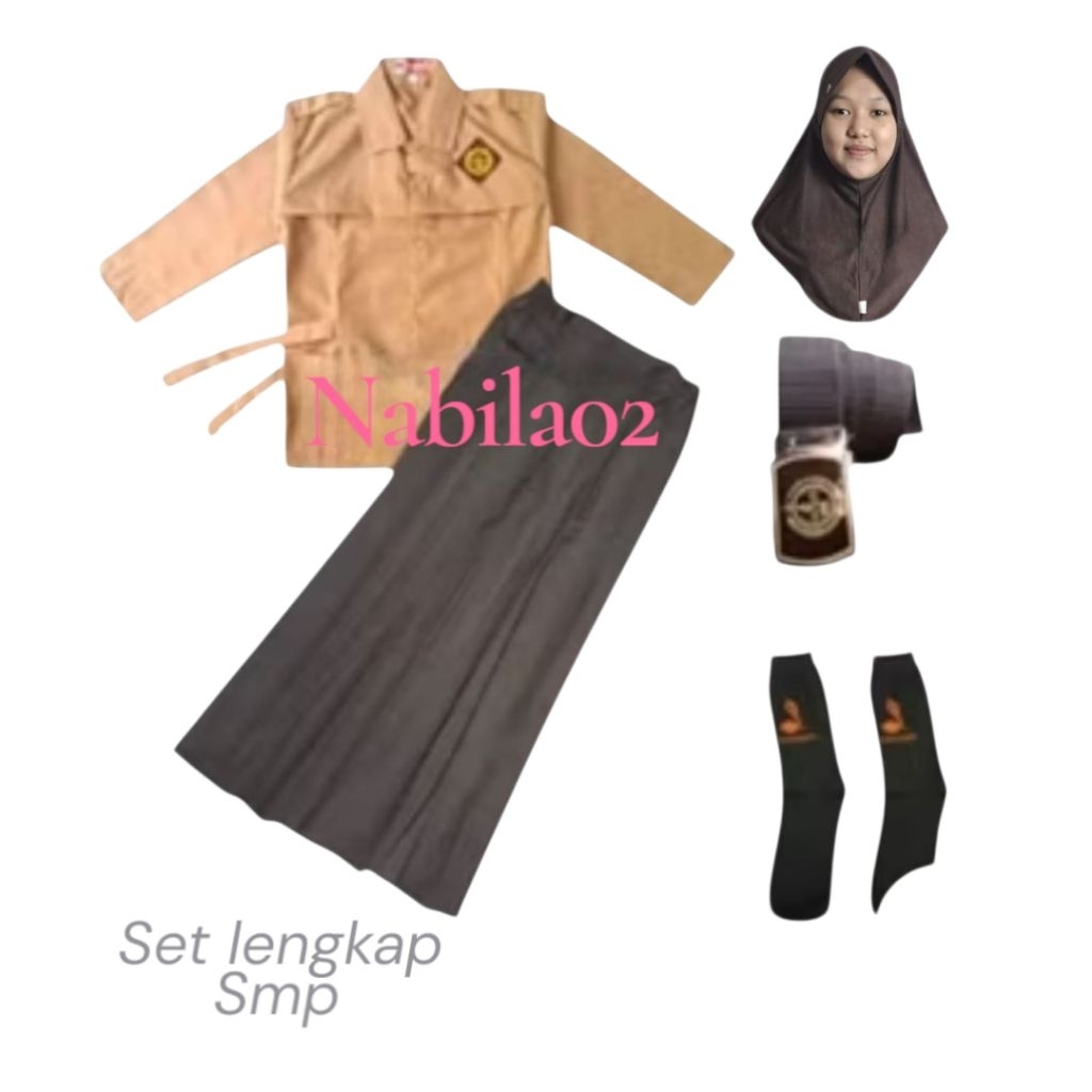 set lengkap baju pramuka tali samping panjang rok pramuka panjang smp anak perempuan