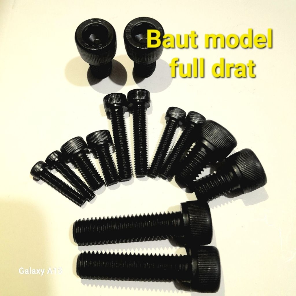 Baut hex soket L 12.9 baja M20 full drat | baut kunci L baja 12.9 M20 | baut L baja 12.9 Full drat M