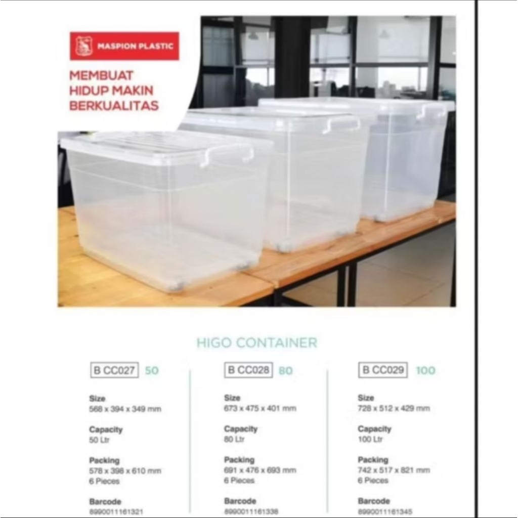 Higo container / Container box transparan / Box penyimpanan transparan