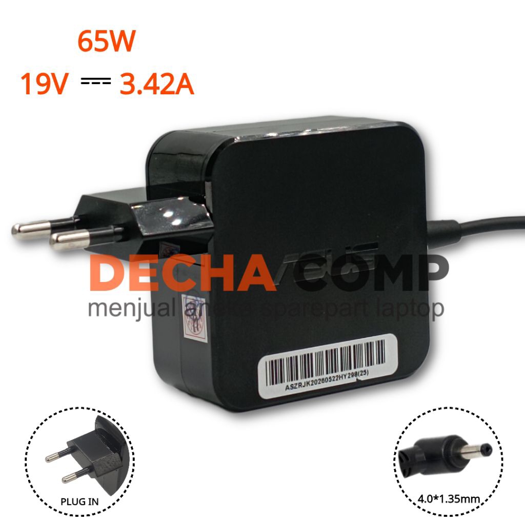 Adaptor Charger Asus ADP-65DW A ADP-65DW B ADP-65DW C ADP-65DW Z 19V 3.42A 65W DC 4.0*1.35mm