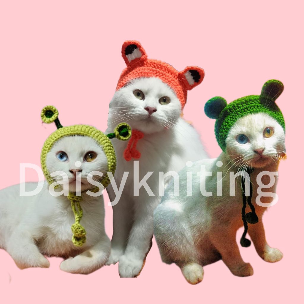 PREMIUM topi rajut kucing motif hewan / topi rajut kucing / topi kucing lucu / topi kucing