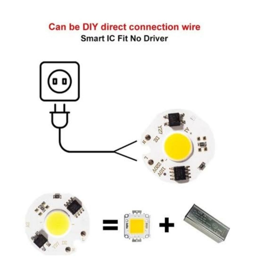 Lampu Chip COB LED Y27 7W Lampu Chip COB 220V Smart IC Tidak Perlu Driver Bohlam LED untuk Lampu Sor
