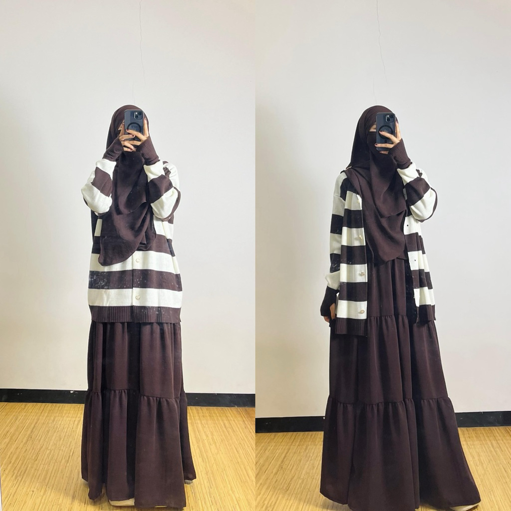 Set Hijab Syahira Rajut Mix Cringkel gratis cadar Baju Muslim  Wanita Remaja Dewasa Syari Setelan