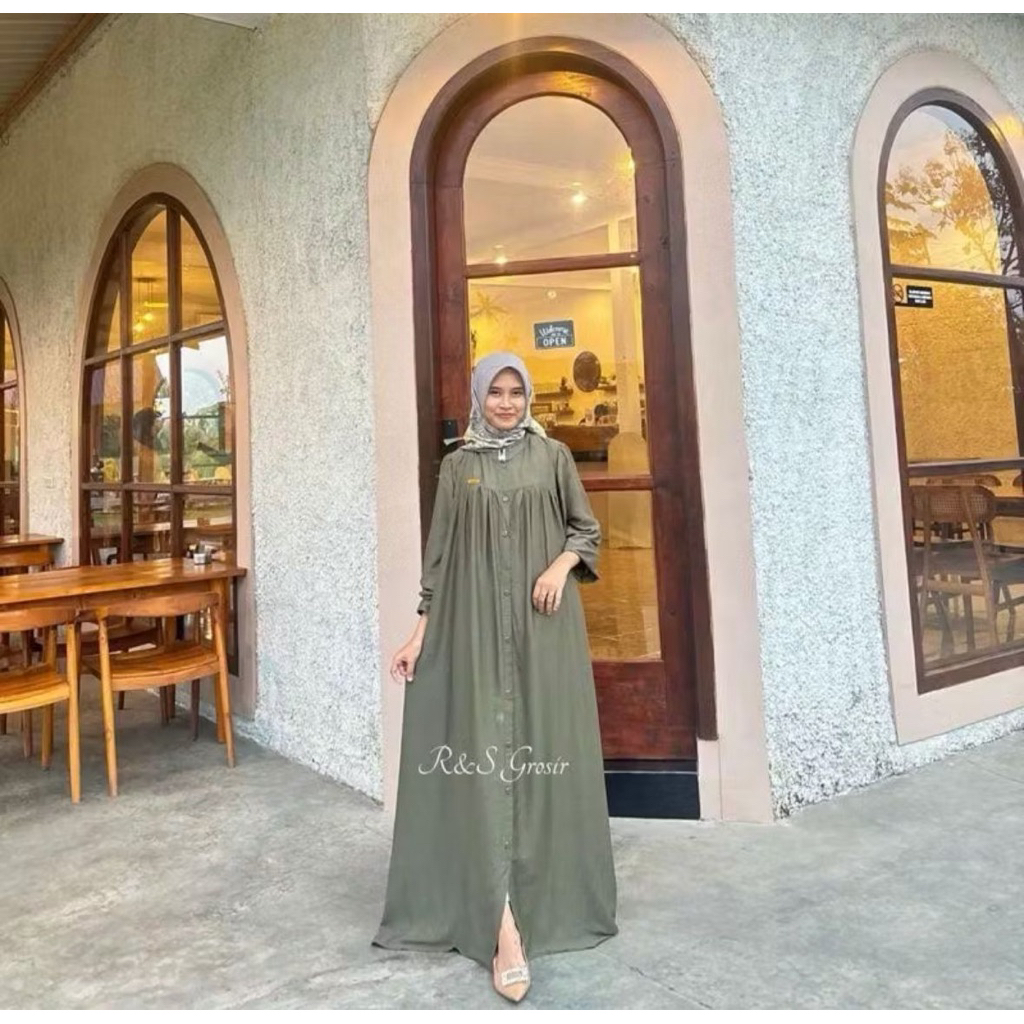 GAMIS CALISTA-Lengan balon Bahan Rayon Twill High Quality